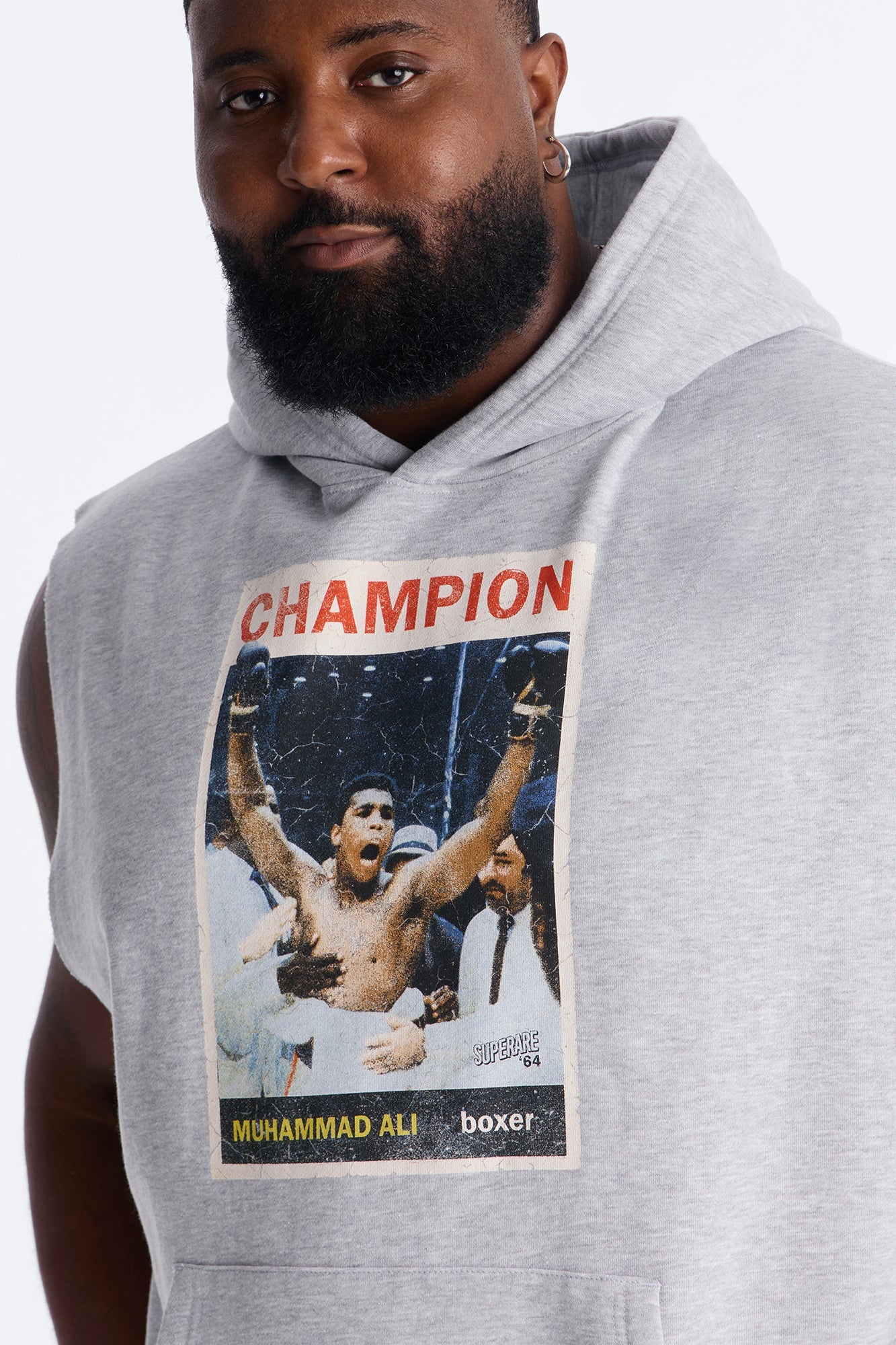 Muhammad Ali Muscle Hoodie - Heather Grey