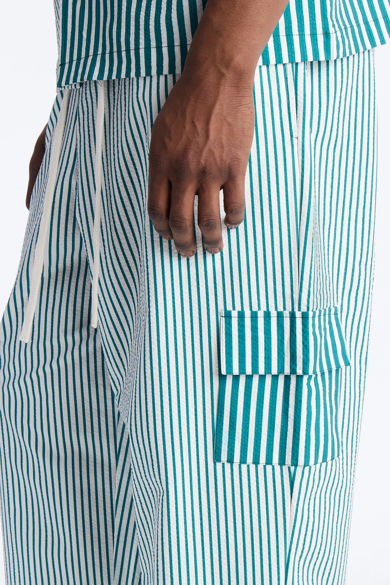 Straight Passion Stripe Seersucker Pant - Green