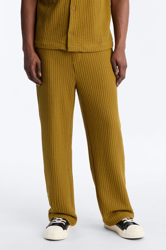 Baggy London Fog Textured Pant - Mustard