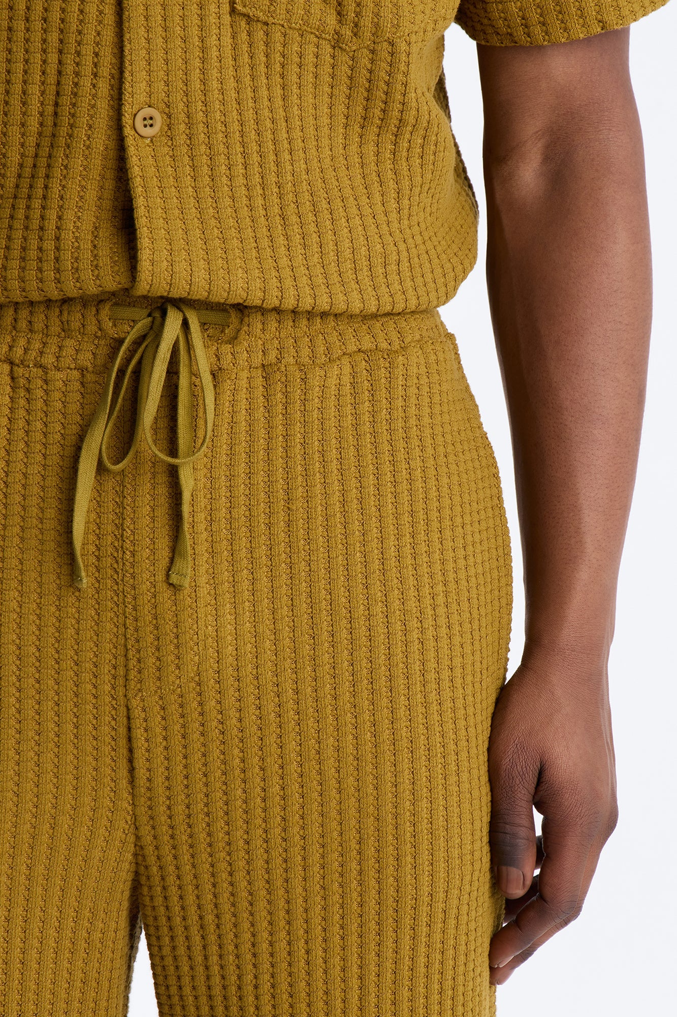 Baggy London Fog Textured Pant - Mustard