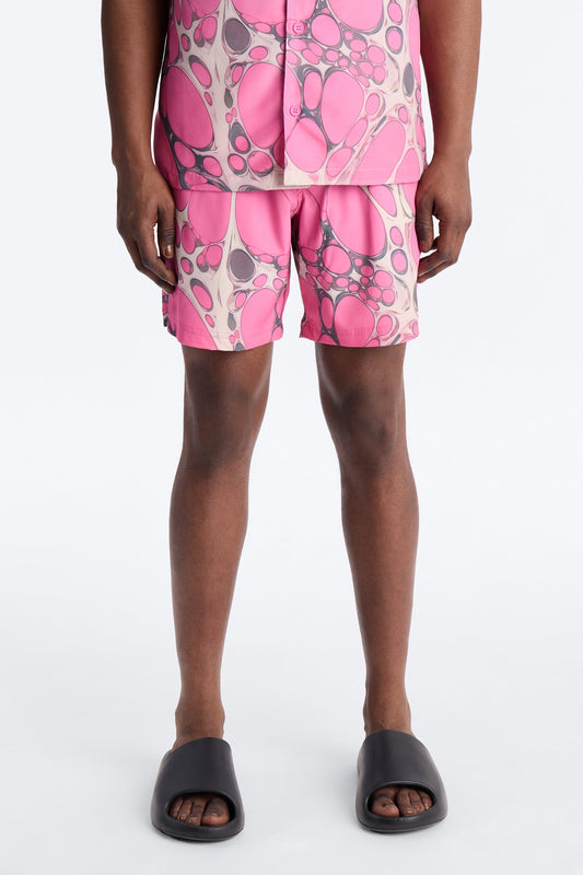 Aqua Drip Swim Trunk 7″ - Pink