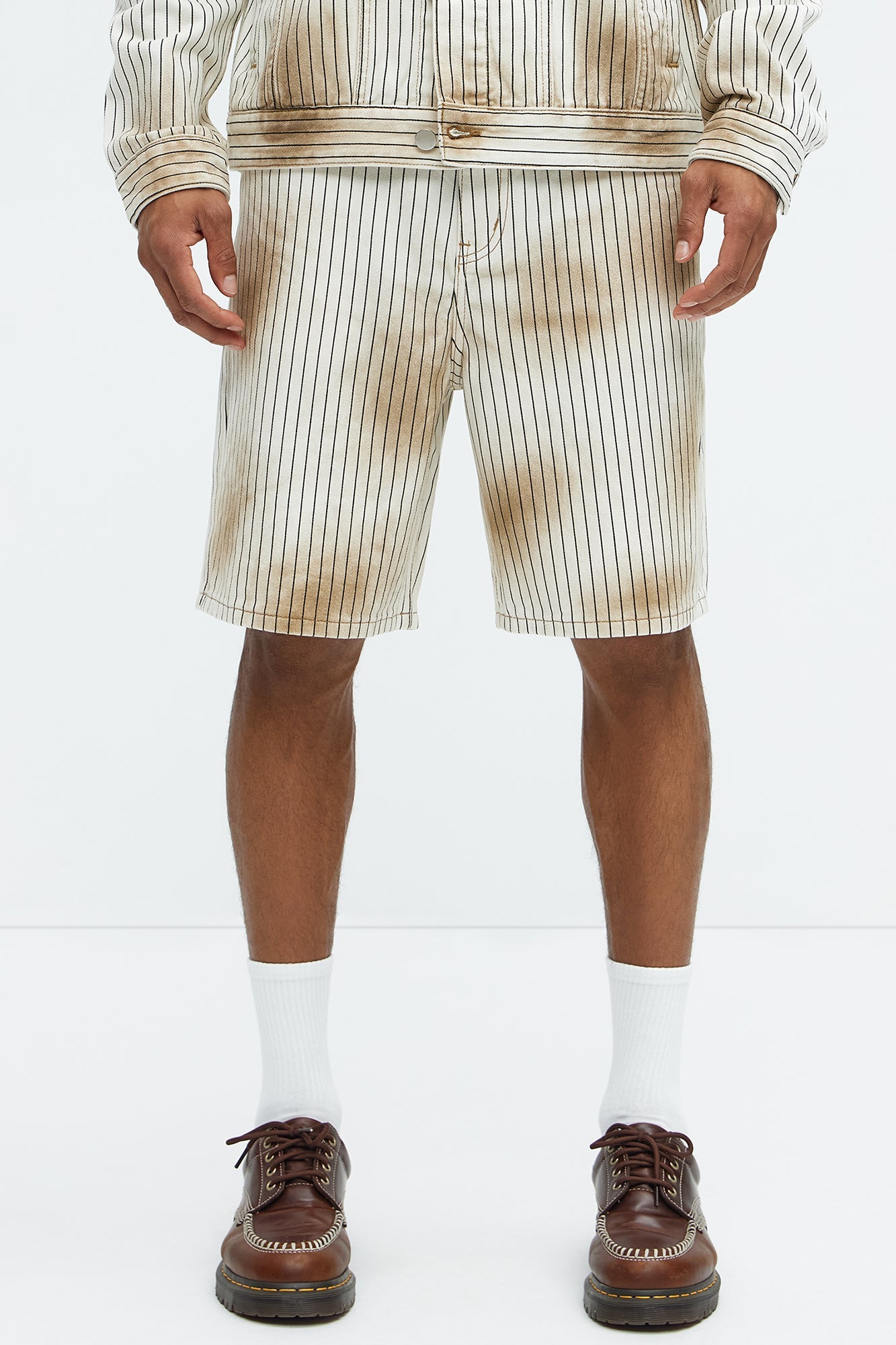 Byron Striped Relaxed Shorts - Cream/combo