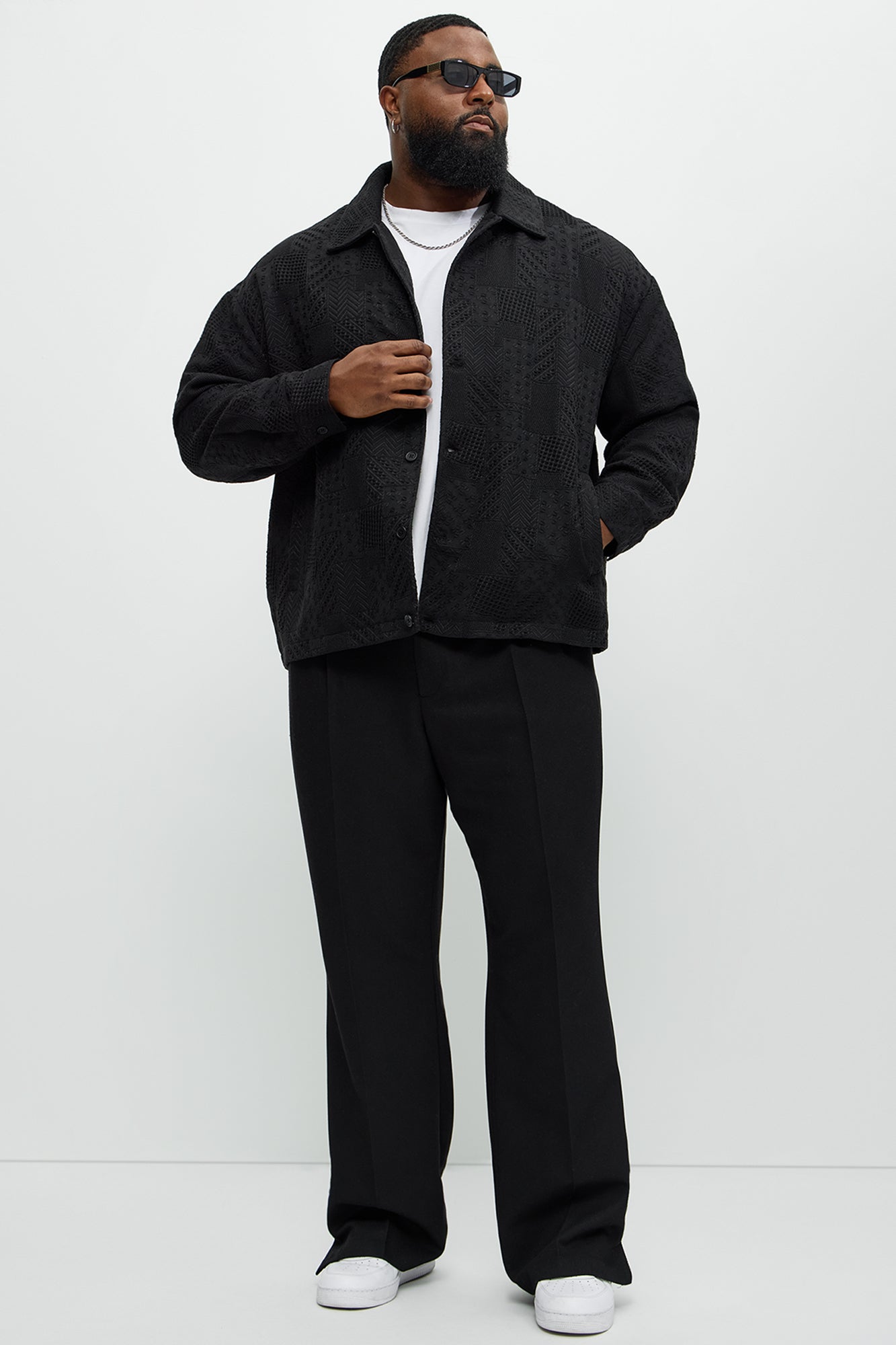 Meknes Jacquard Pattern Jacket - Black