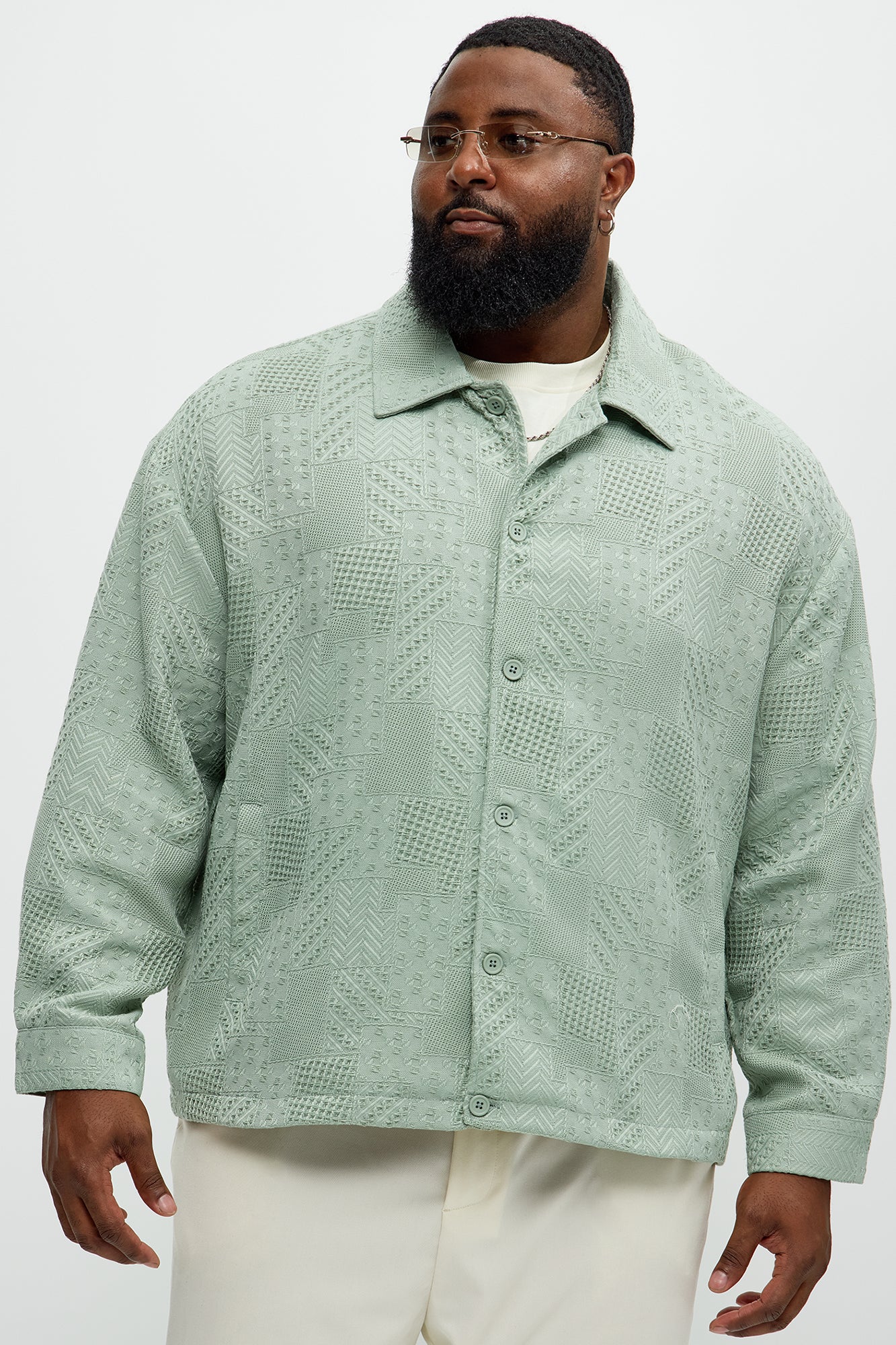 Meknes Jacquard Pattern Jacket - Sage