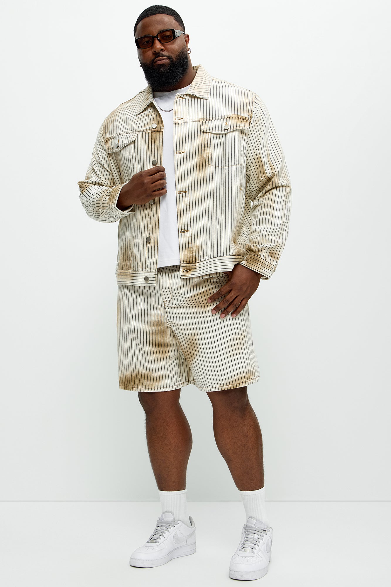Byron Striped Relaxed Shorts - Cream/combo