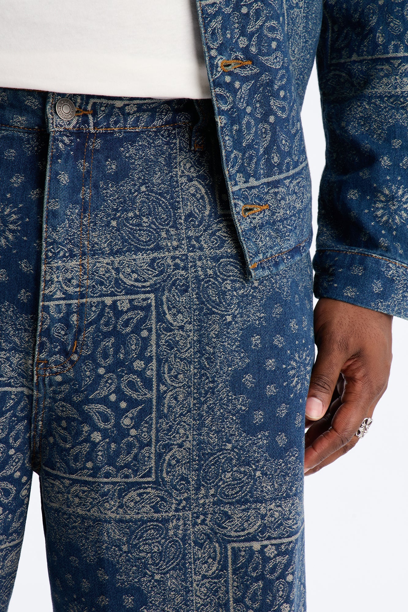 Baggy Street Paisley Denim Short - Dark Wash