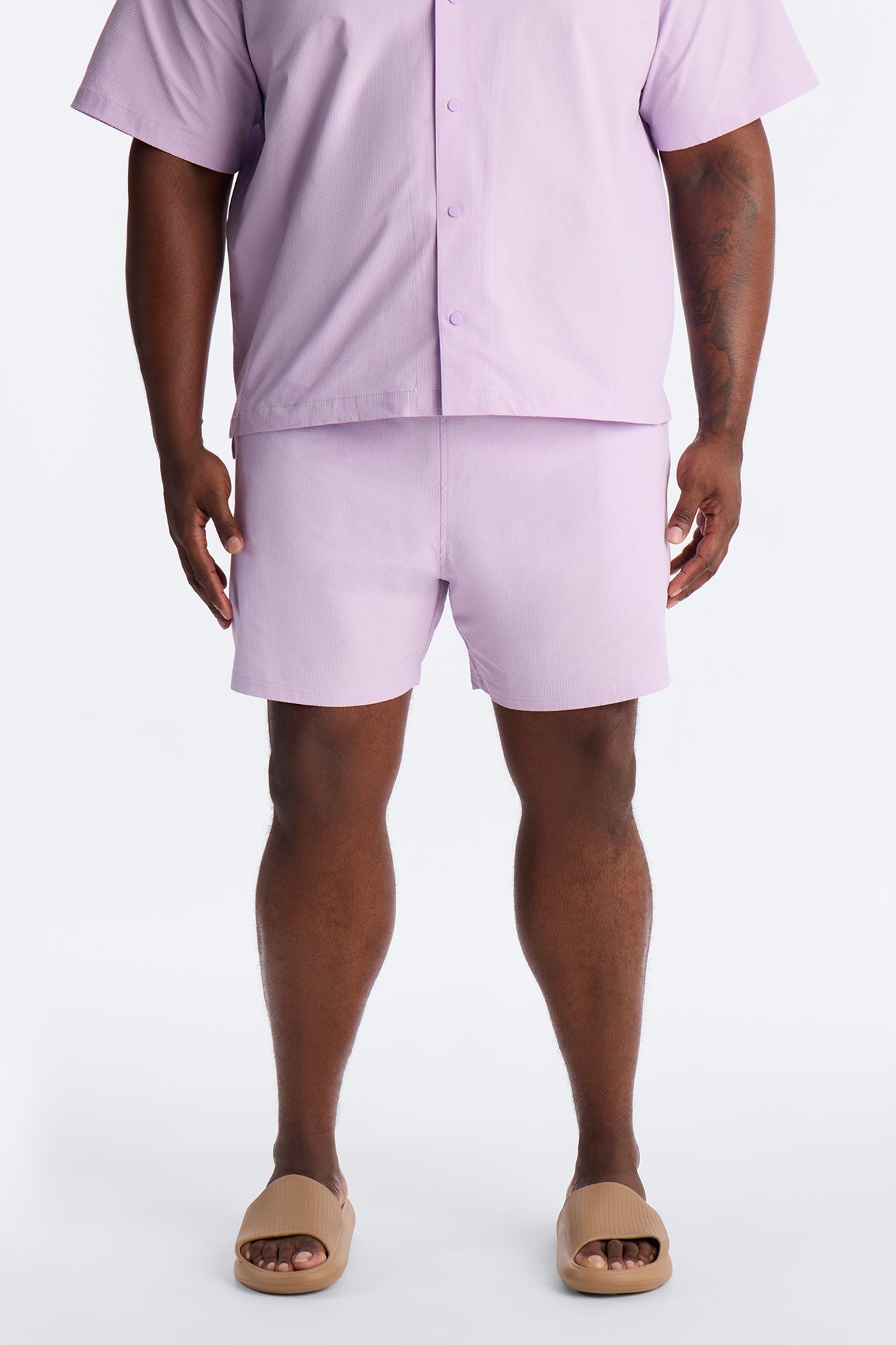 Seersucker Swim Trunk 6″ - Lavender