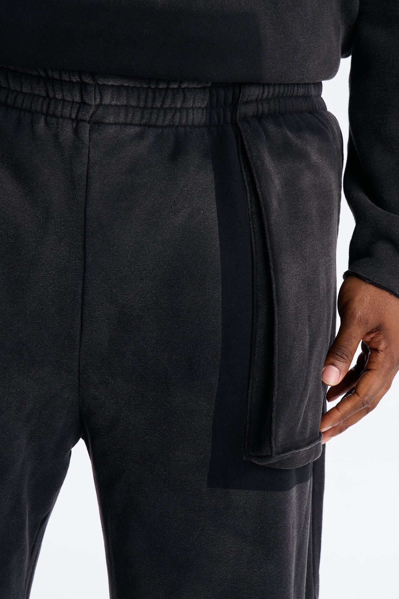 Baggy Cargo Drip Washed Sweatpants - Black Wash