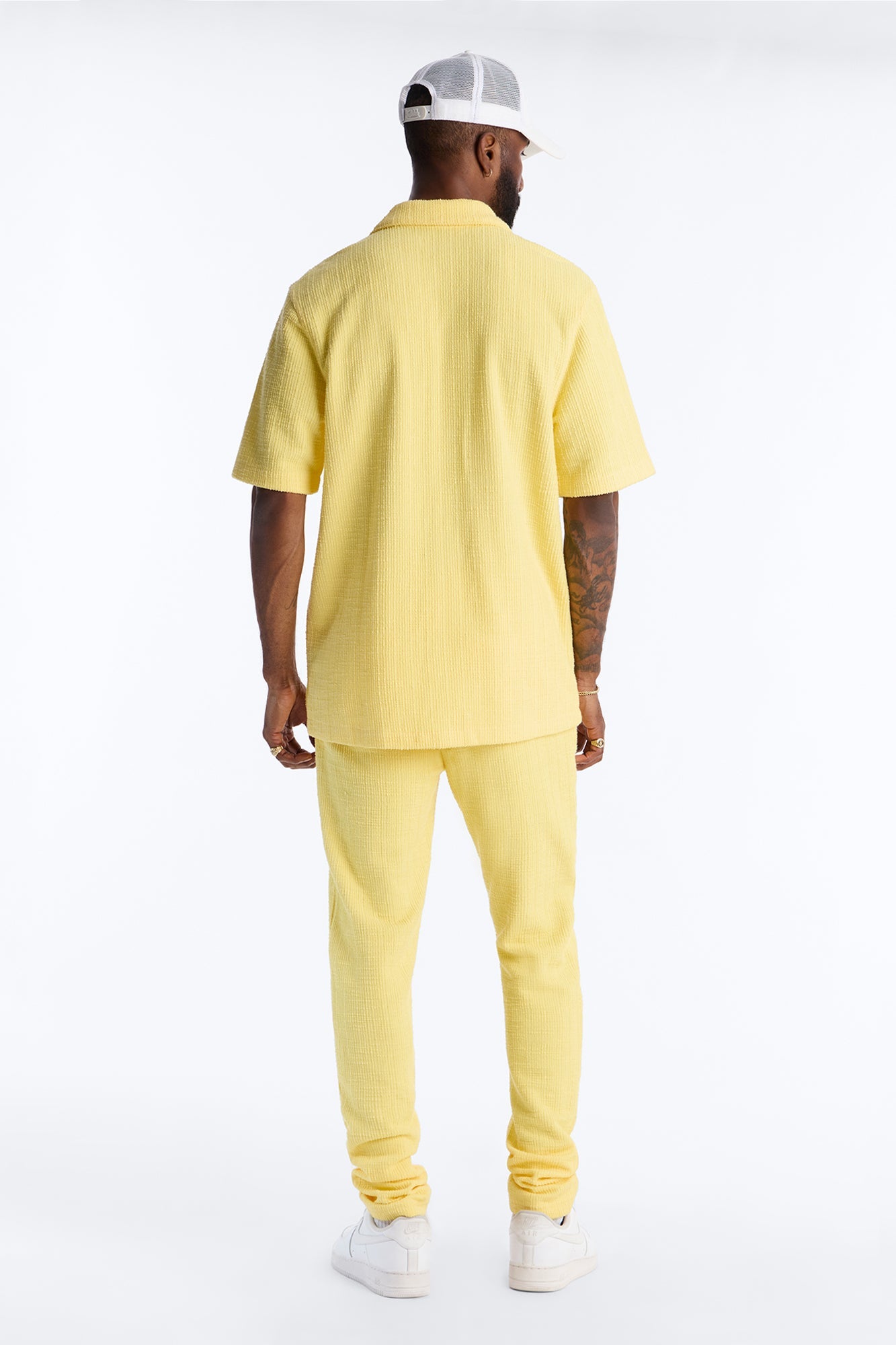 Dean Textured Slim Pants - Butter Yellow