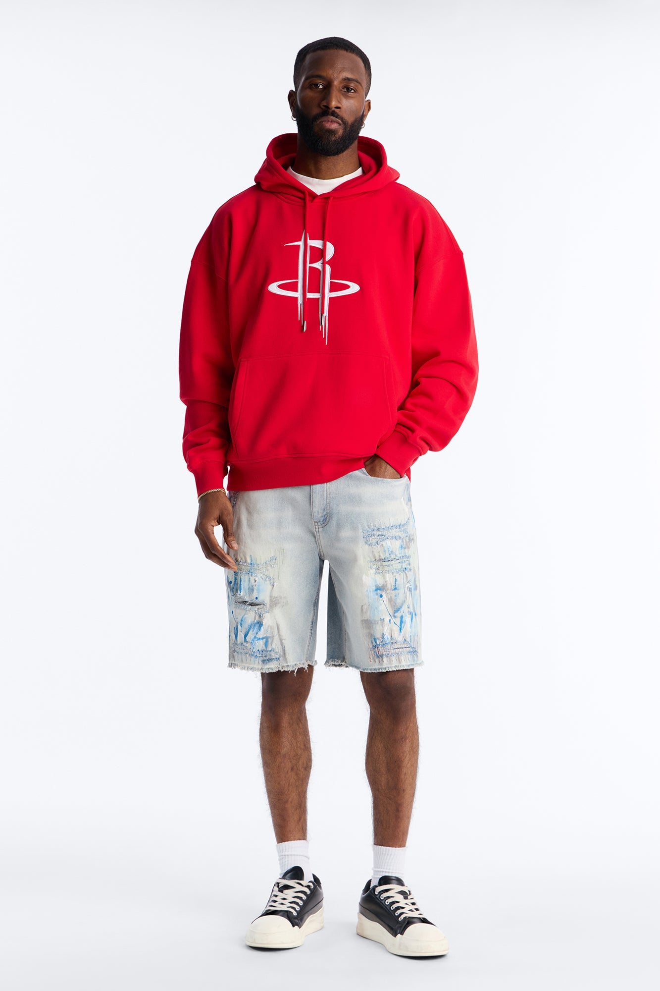 Slim Distressed Painter Denim Short - Light Wash