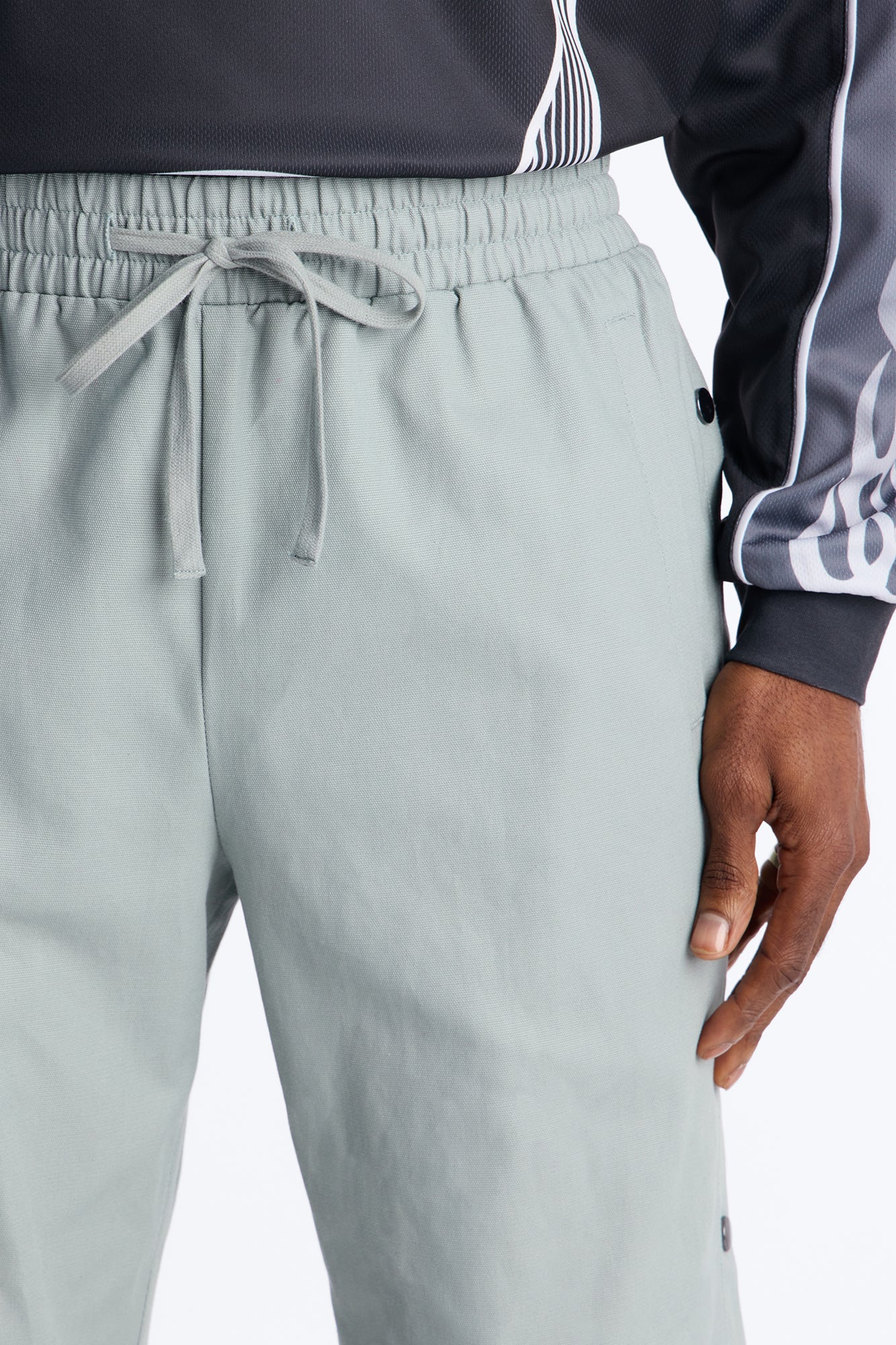 Straight Print Hint Studded Pant - Grey