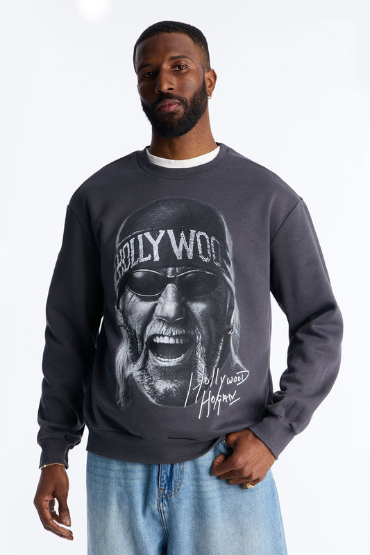 WWE Hulk Hogan NWO Crew Neck Sweatshirt - Charcoal