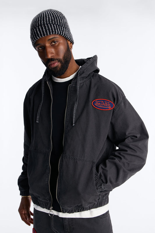 Von Dutch Eyeball Denim Zip Up Hoodie - Black Wash