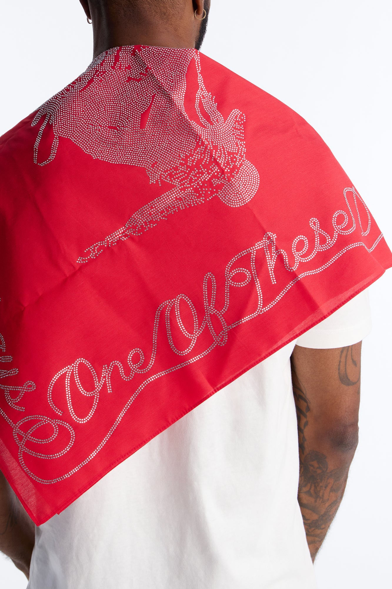 Western Rhinestone Embellished Bandana - Red