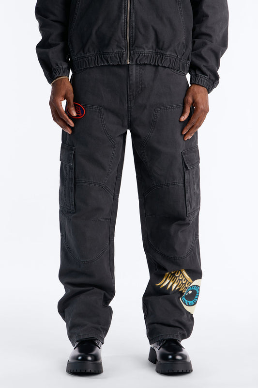 Von Dutch Baggy Flying Eyeball Jean - Black Wash