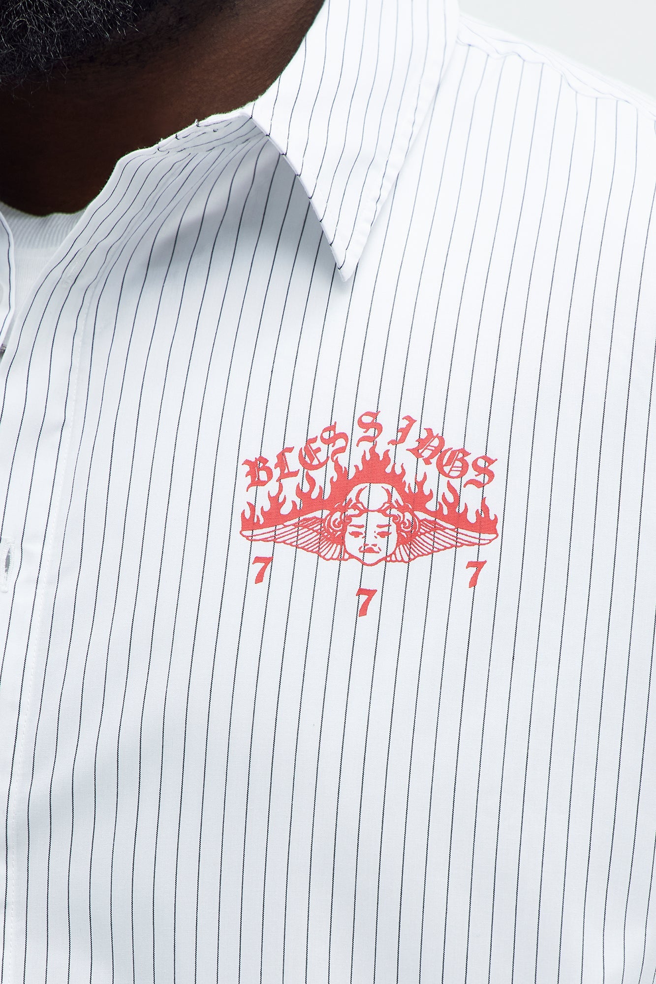 Cropped Saints And Sinners Long Sleeve Button Up - White