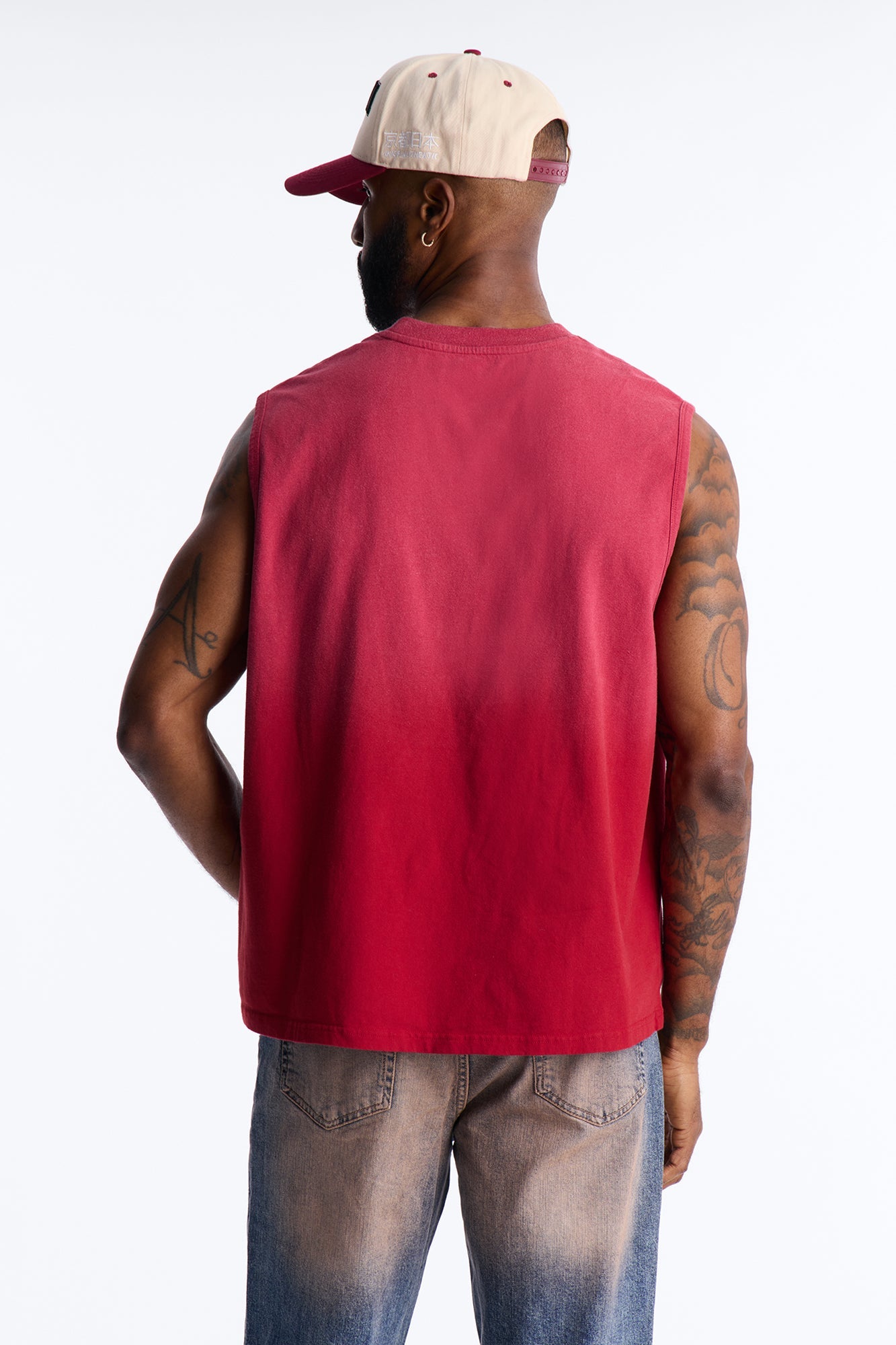 Washed Muscle Tee - Burgundy