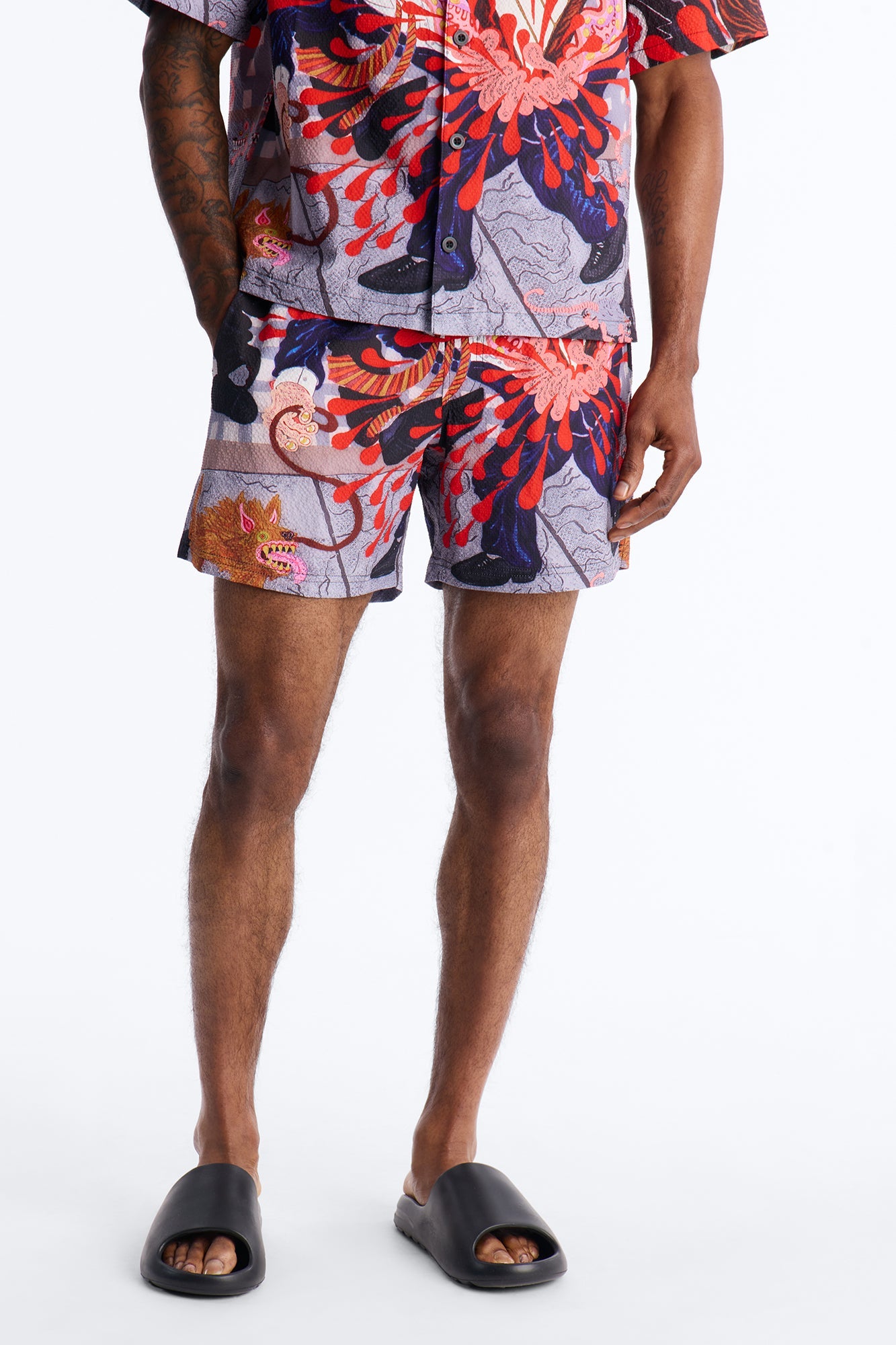 Jazz Engine Seersucker Swim Trunk 6″ - Multi Color