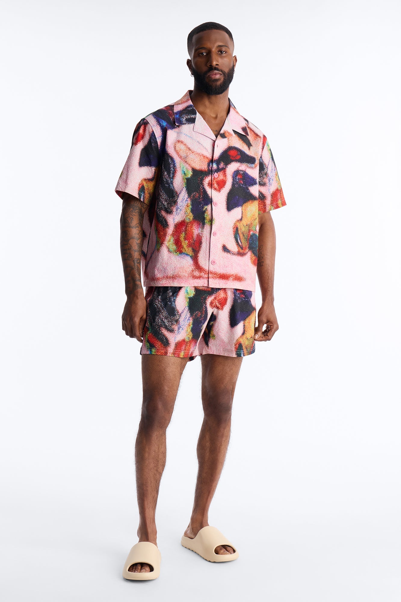 Euphoric Blur Seersucker Swim Trunk 6″ - Multi Color