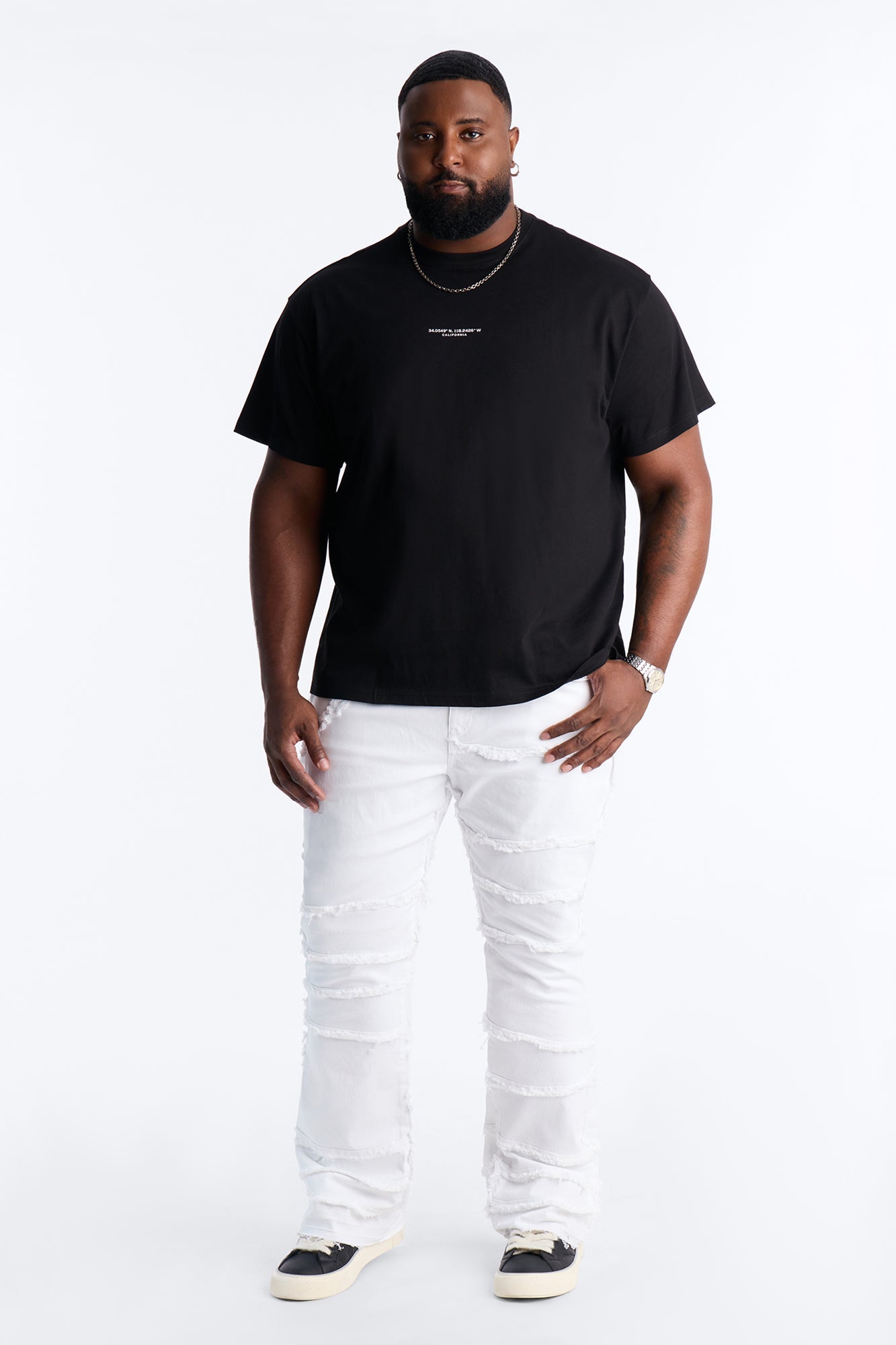 Stacked Skinny Flare Fray It Up Jean - White