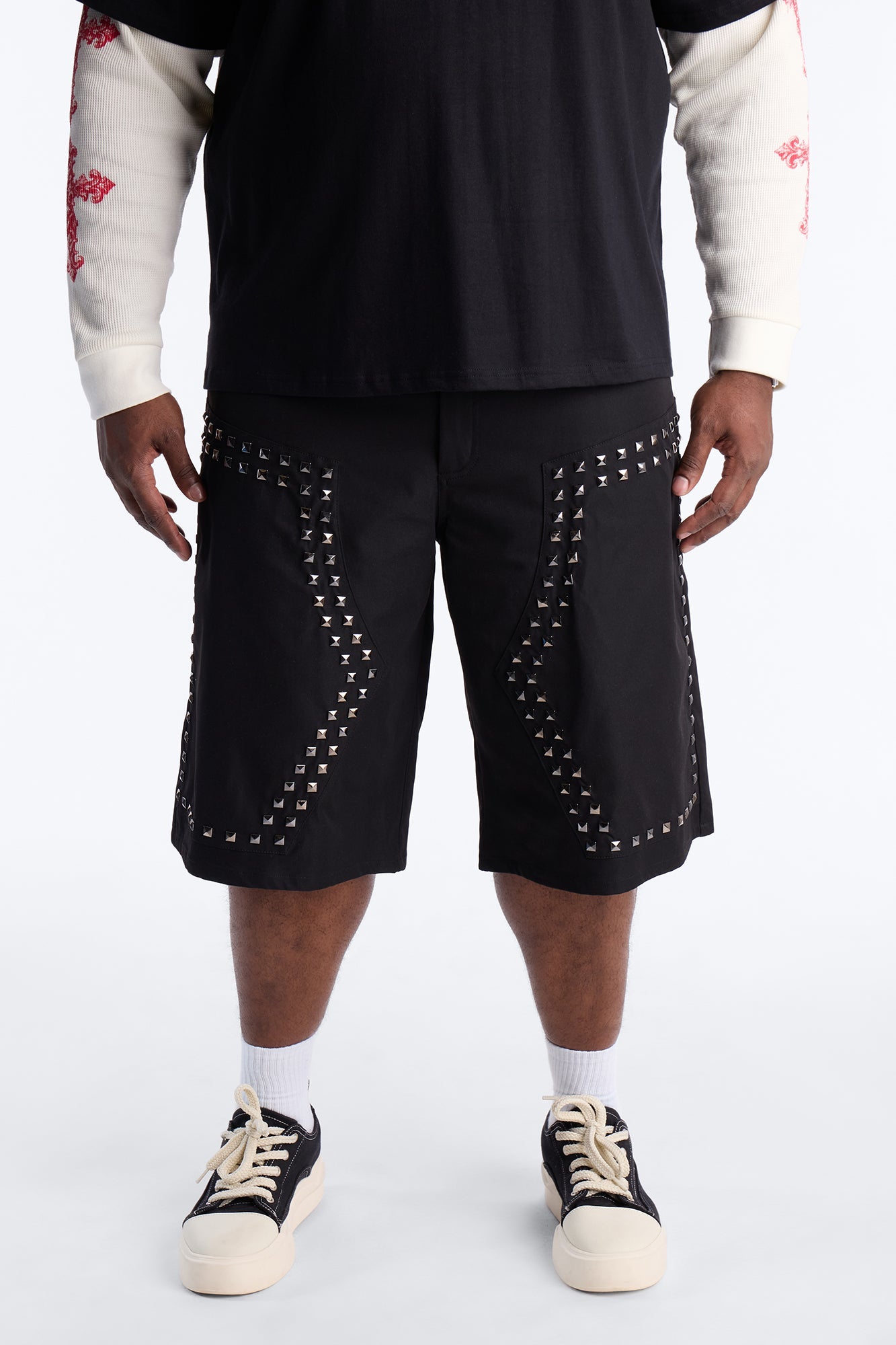 Baggy Silver Springs Studded Short - Black