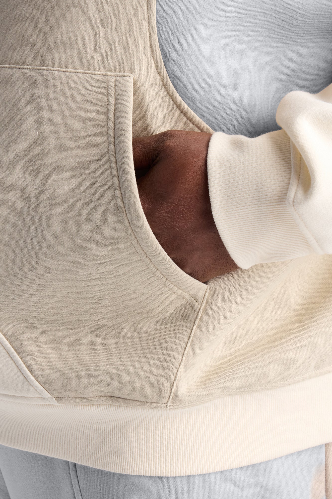 Oversized Neapolitan Paneled Hoodie - Taupe
