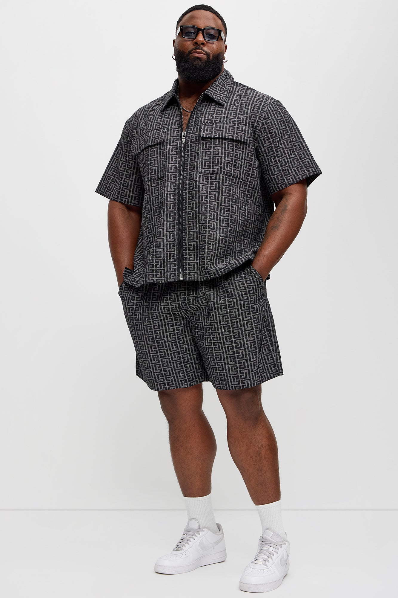 Fallon Jacquard Relaxed Shorts - Charcoal