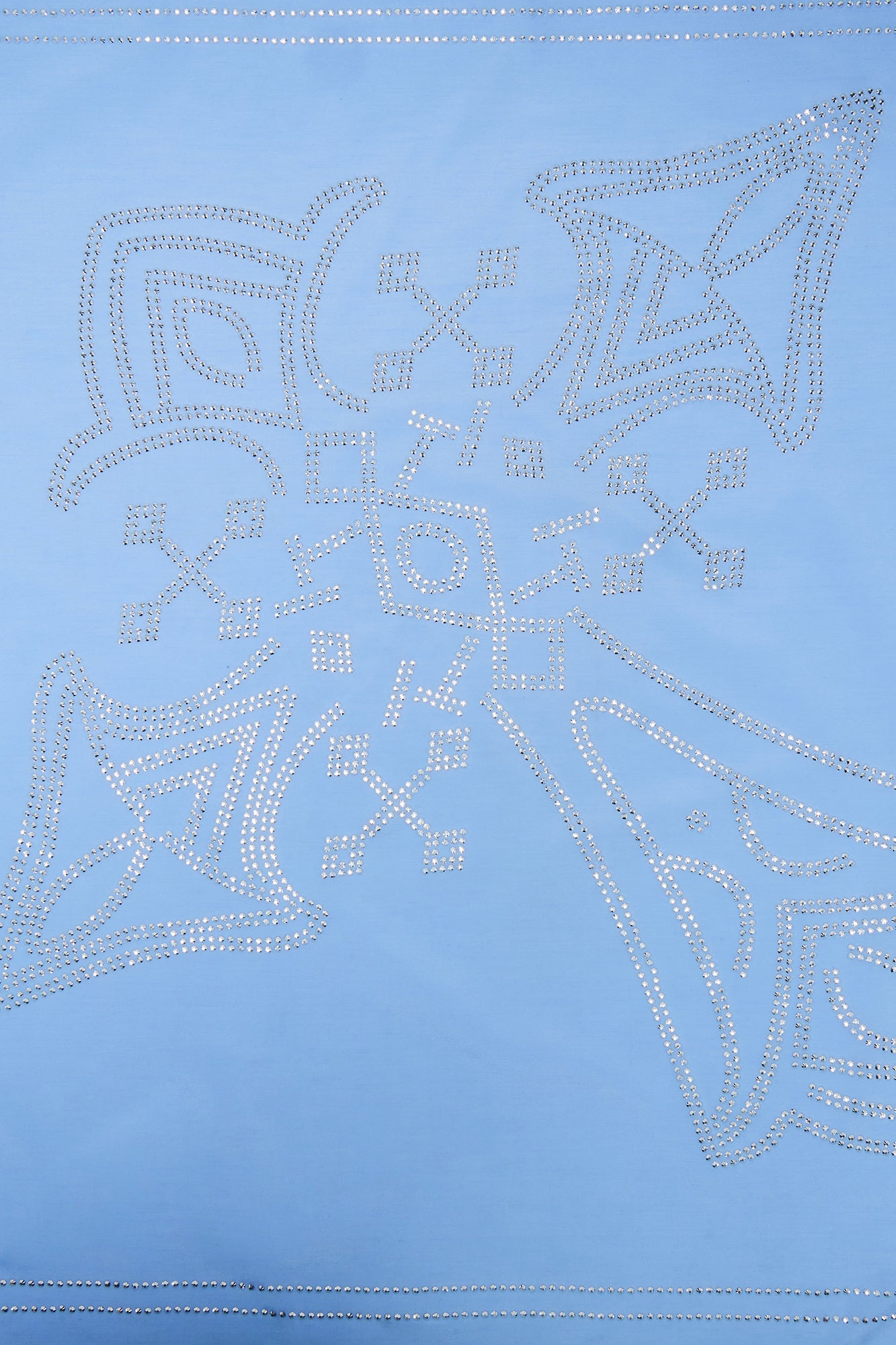 Rhinestone Cross Graphic Large Bandana - Light Blue