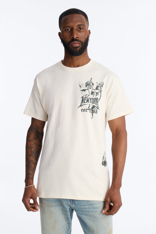 New York Saint Oversized Short Sleeve Tee - Natural