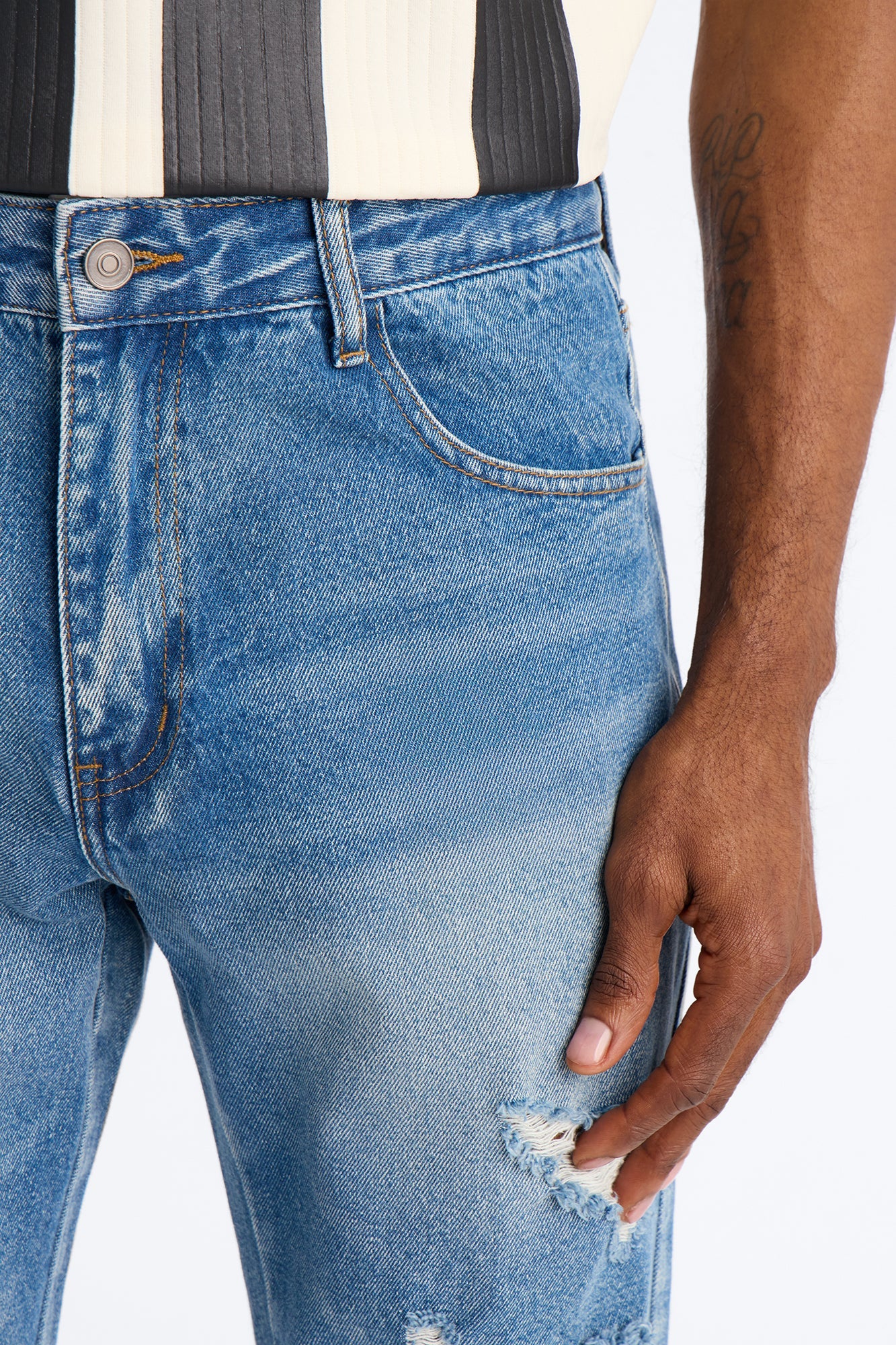 Straight Down The Street Ripped Jeans - Medium Blue Wash