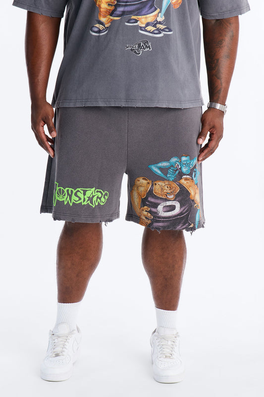Space Jam Monstars Duo Puff Print Sweat Shorts - Charcoal