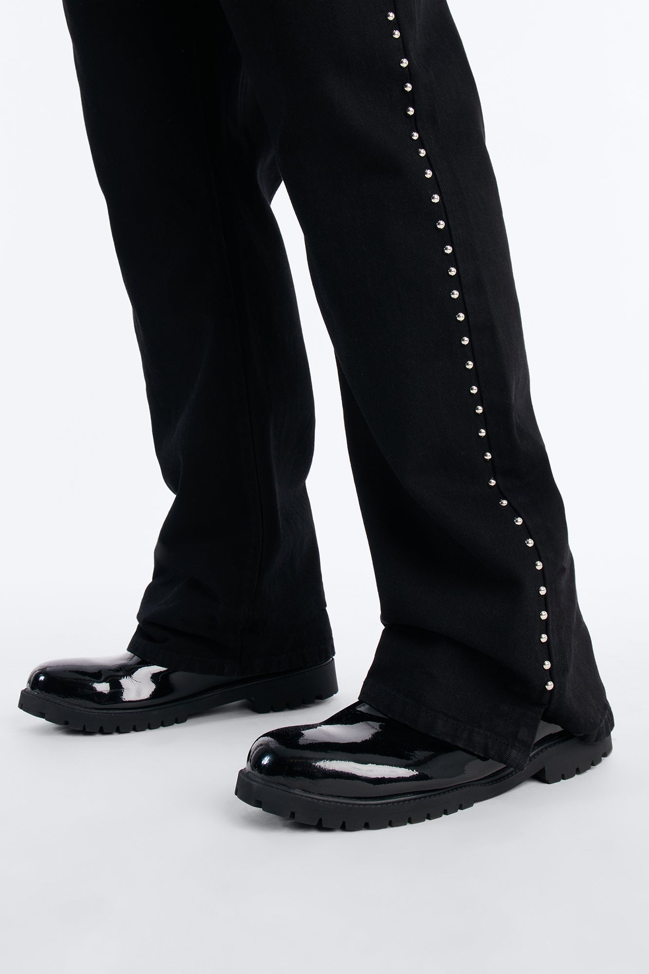 Stacked Slim Flare Iron Outlaw Slit Jean - Black