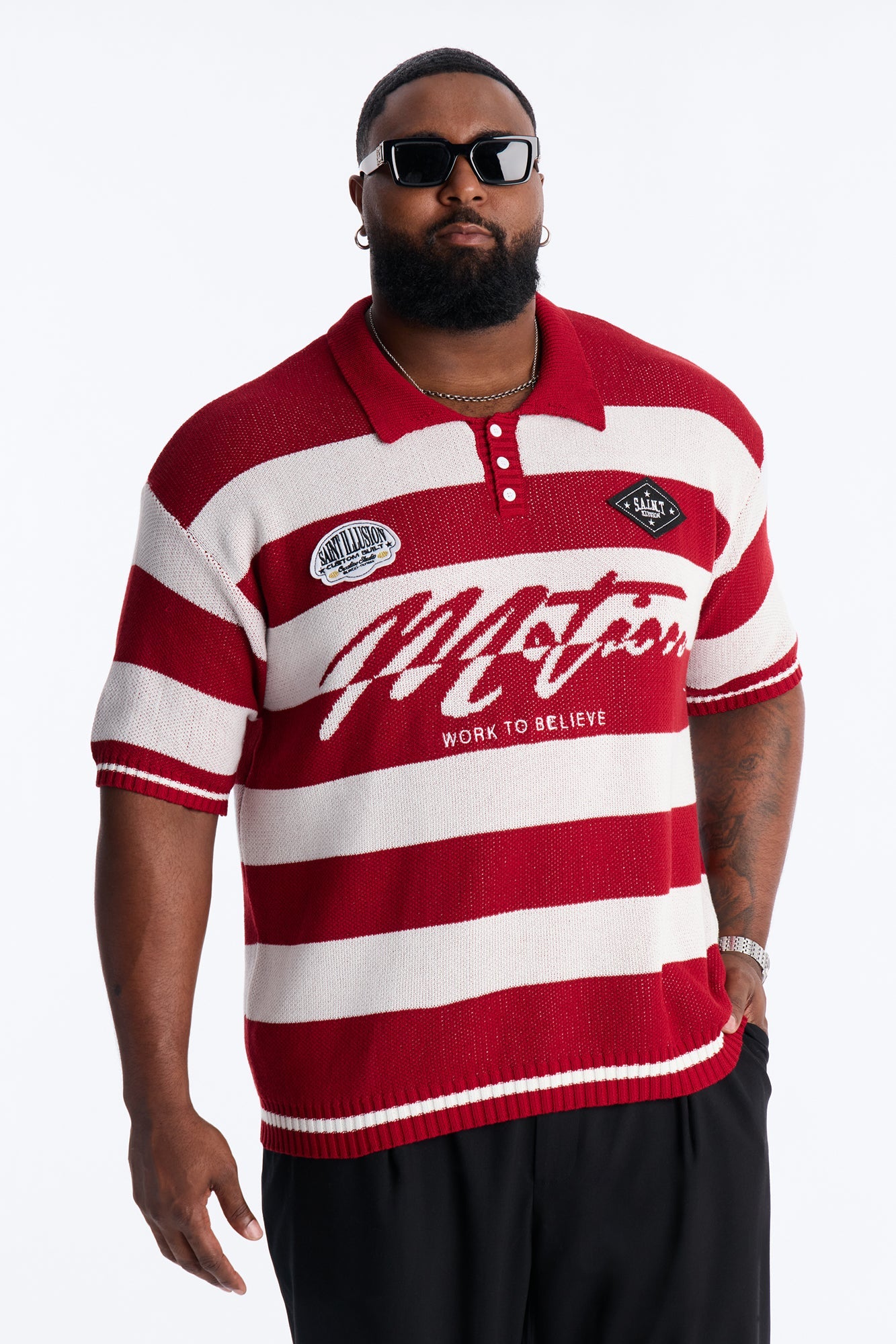 Motion Lines Short Sleeve Polo - Burgundy