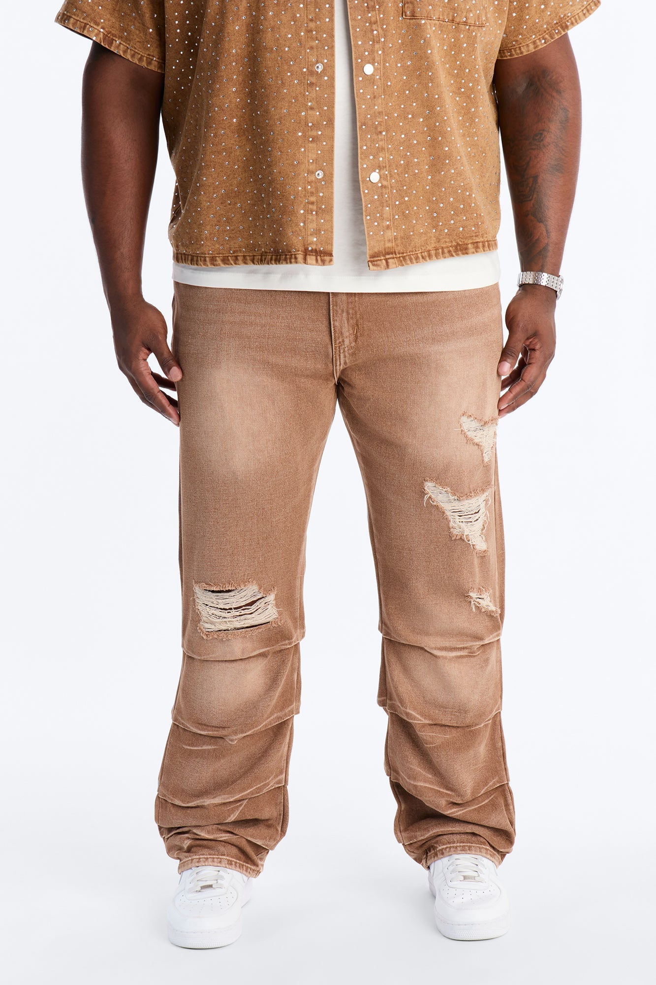 Straight Down The Street Ripped Jeans - Dark Brown