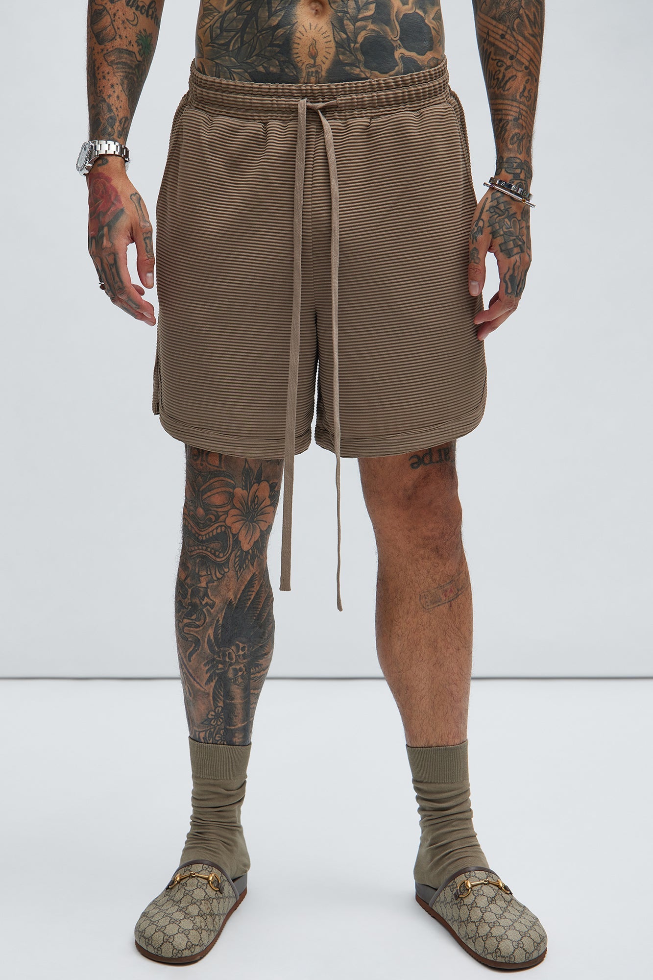 Zyler Textured Shorts - Taupe