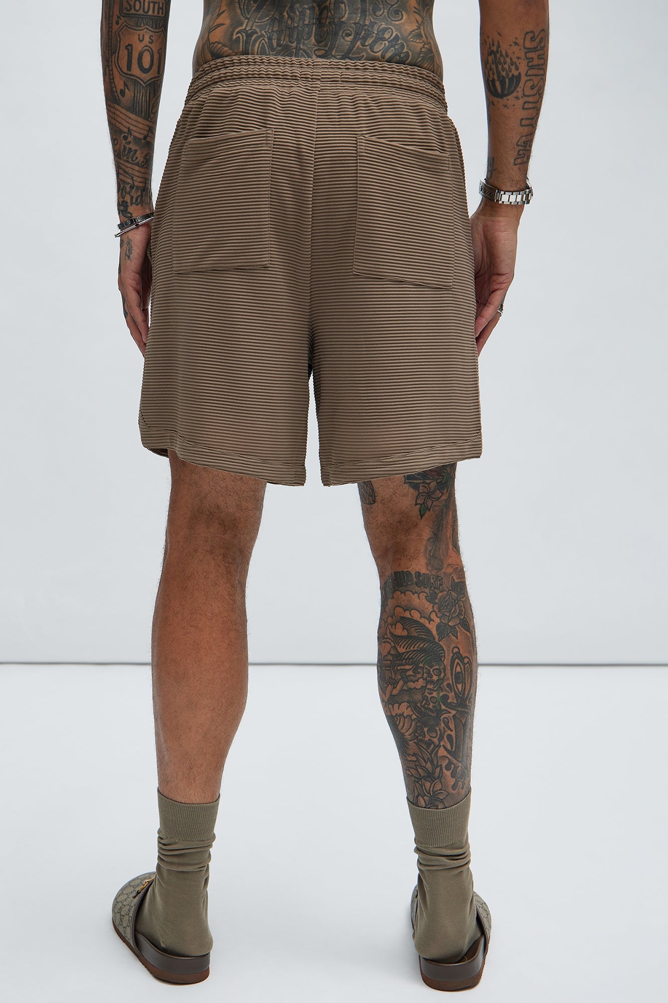 Zyler Textured Shorts - Taupe