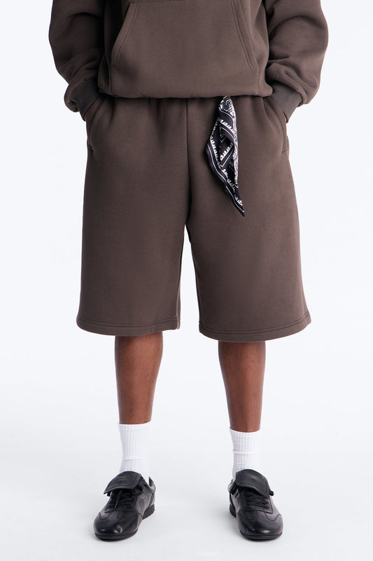Baggy Bandana Scarf Duo Sweatshort - Brown