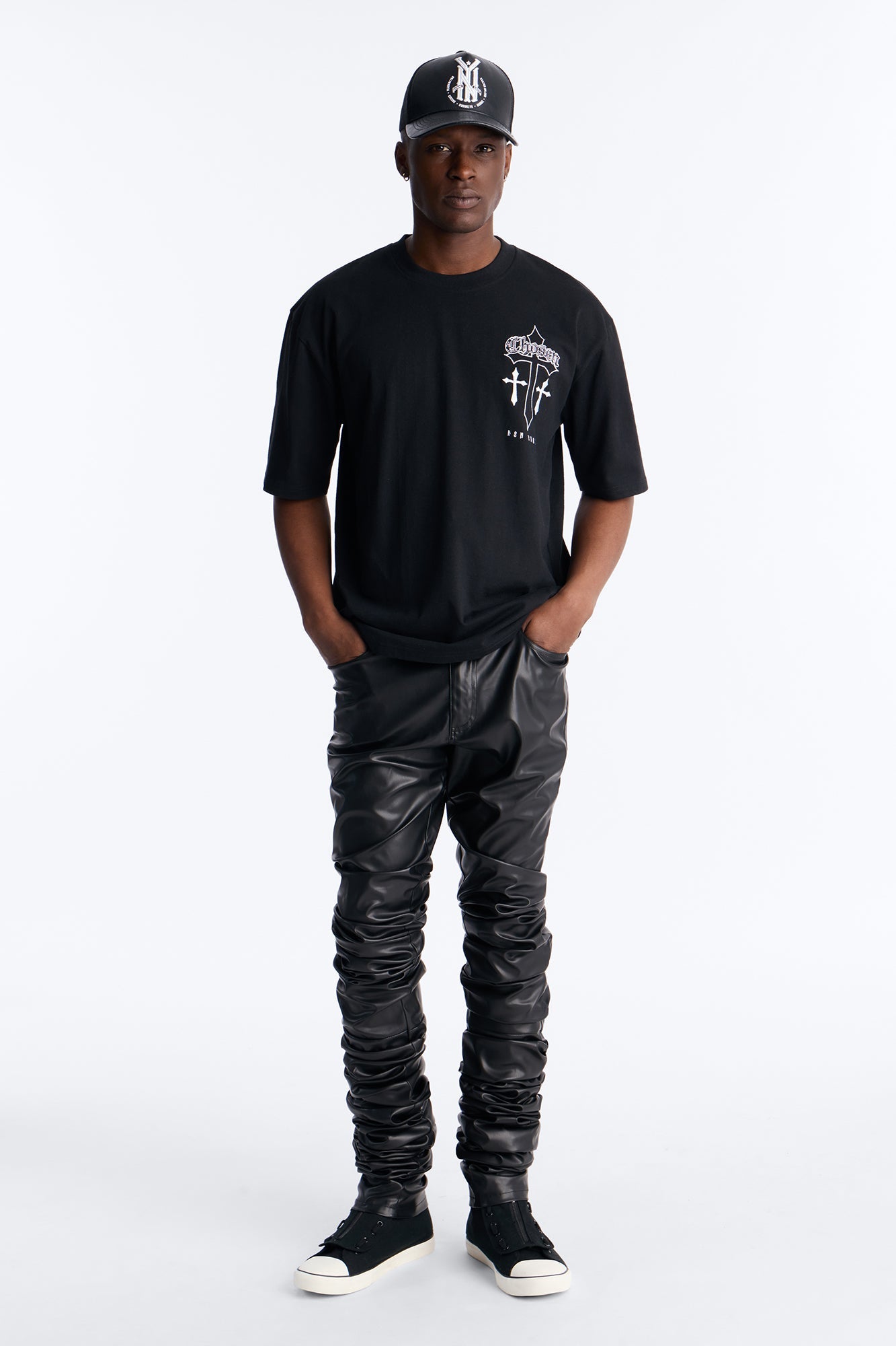 Skinny Ultra Stacked Faux Leather Pant - Black