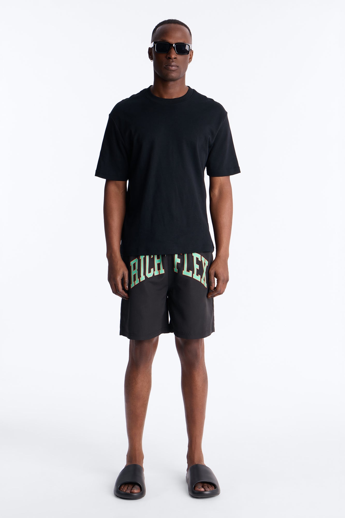 Rich Flex Swim Trunk 7″ - Black/Green