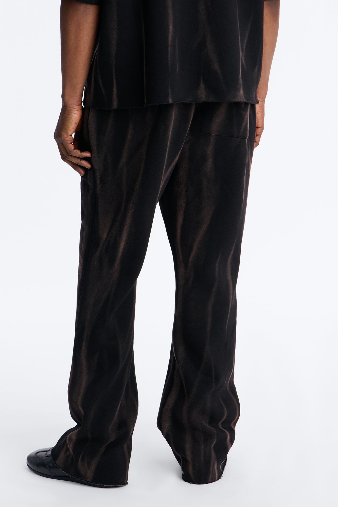 Slim Flare Bleach Washed Sweatpants - Black