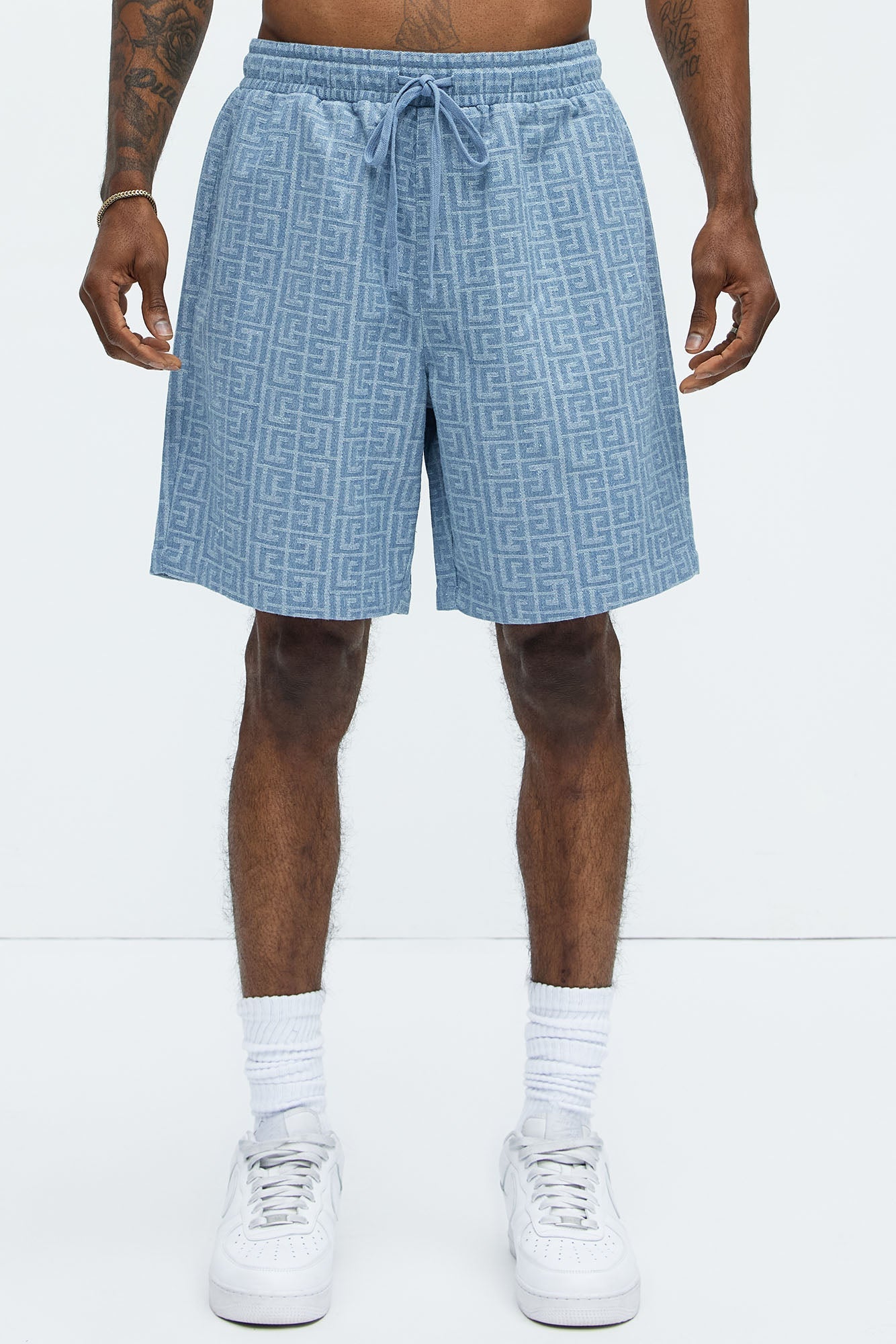 Fallon Jacquard Relaxed Shorts - Blue