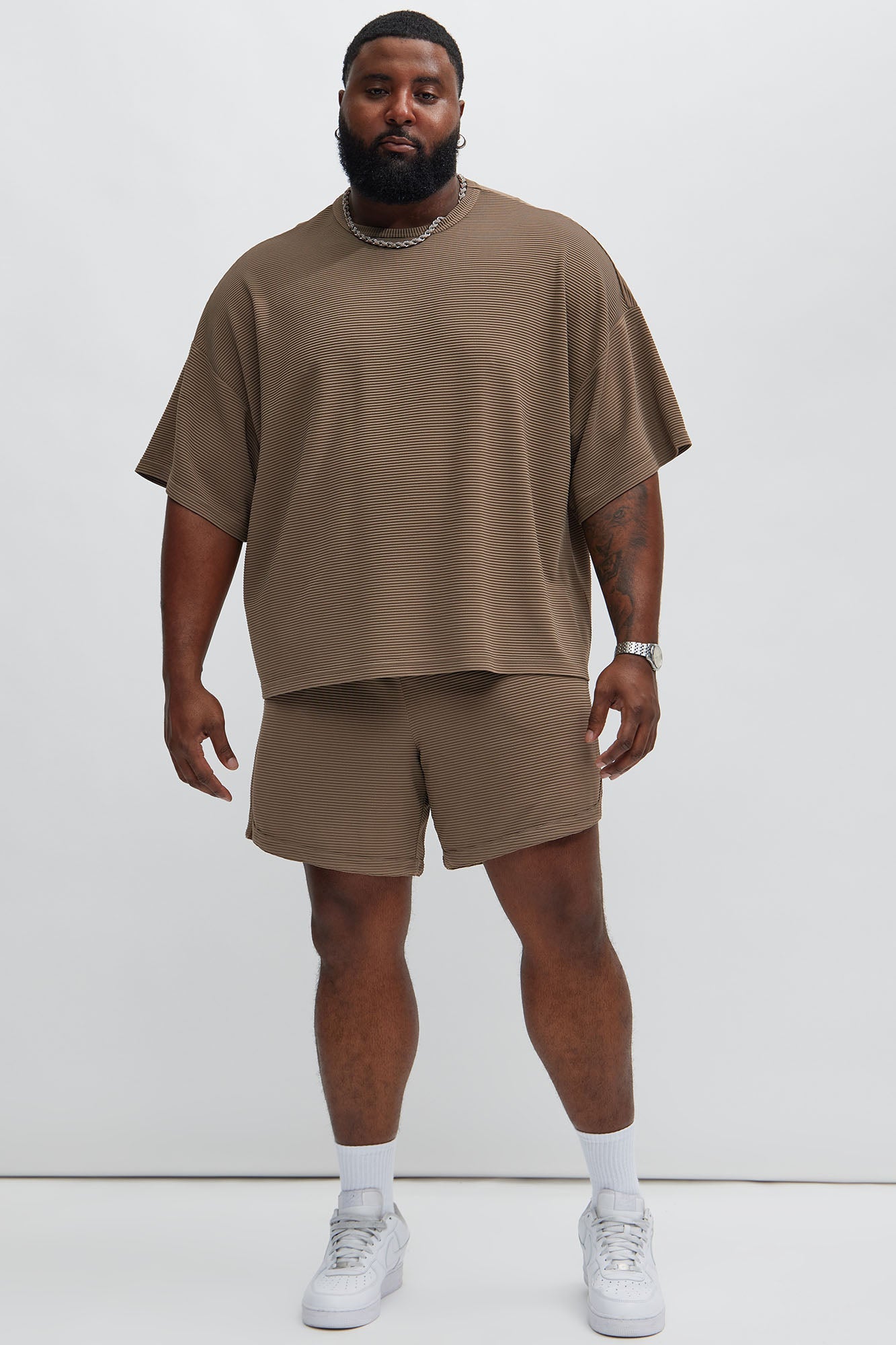 Zyler Textured Boxy Short Sleeve Tee - Taupe