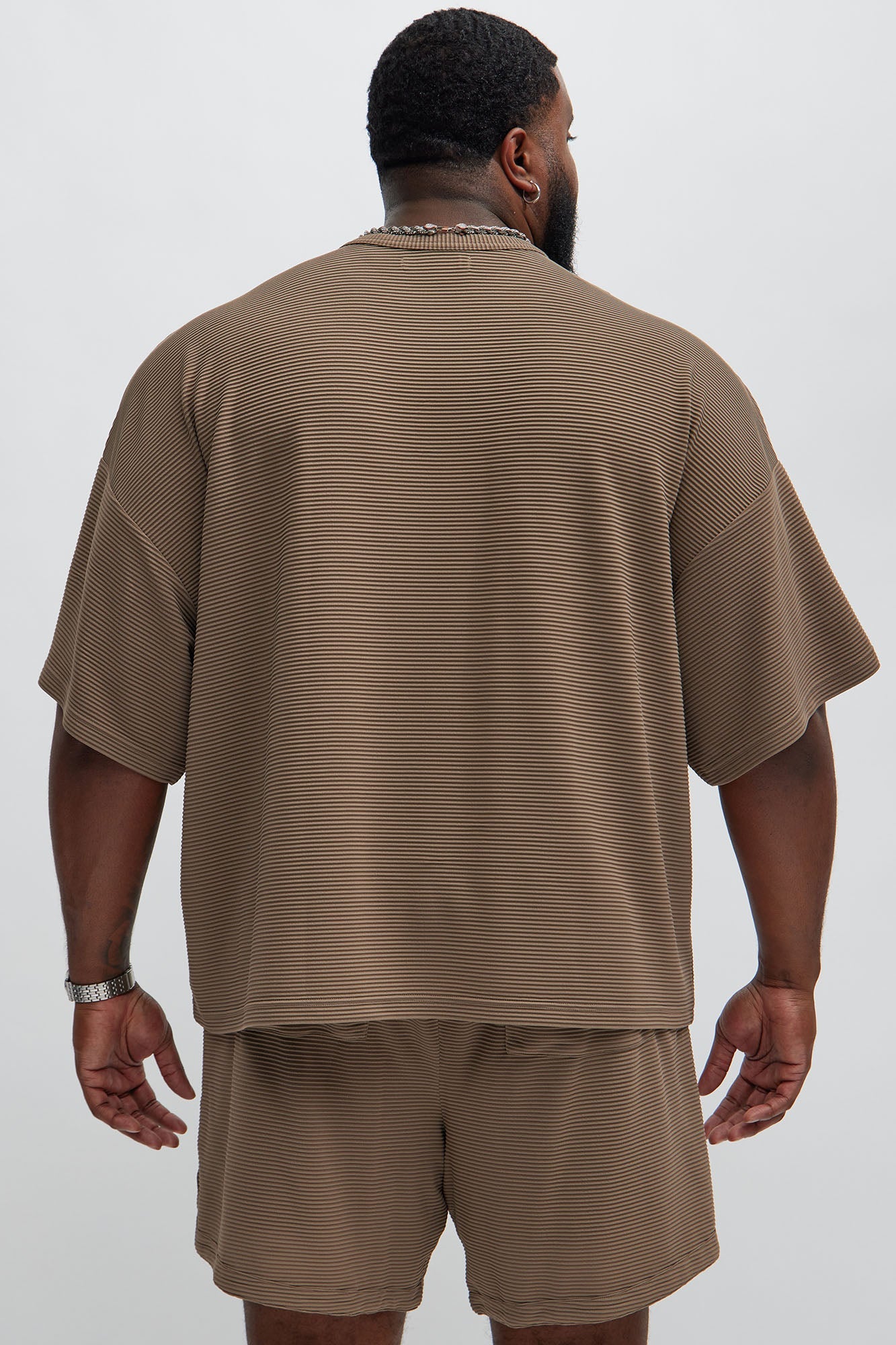 Zyler Textured Boxy Short Sleeve Tee - Taupe