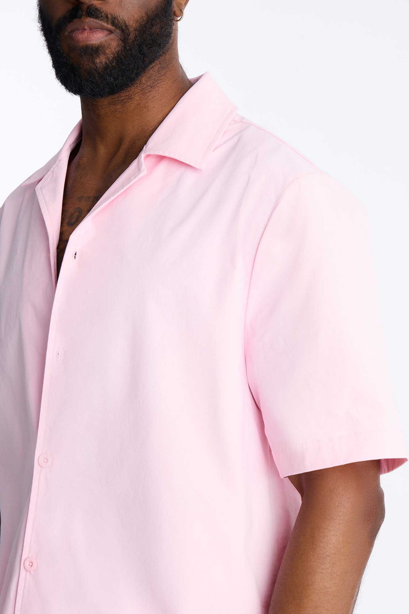 Montez Cuban Collar Button Up Shirt - Pink
