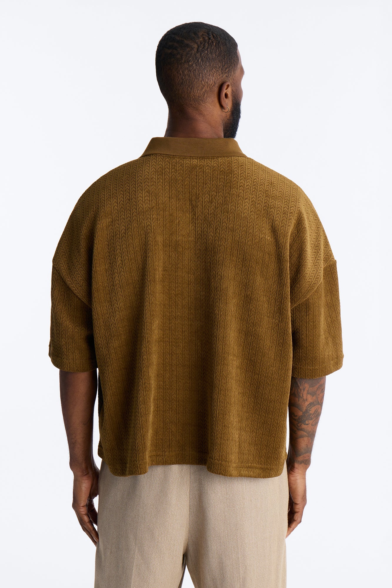 Boxy Cropped Lexington Saints Johnny Collar Polo - Brown