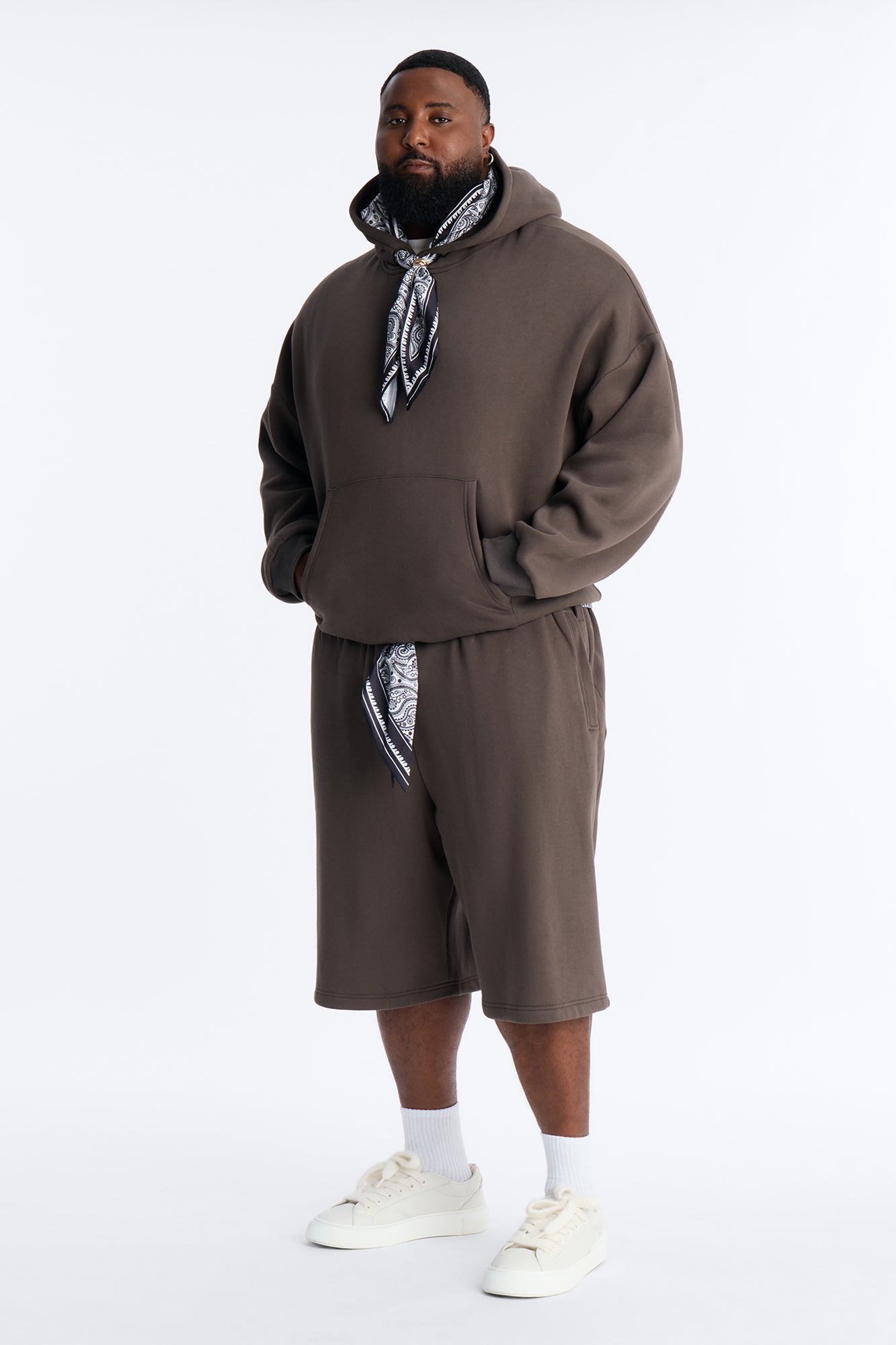 Baggy Bandana Scarf Duo Sweatshort - Brown