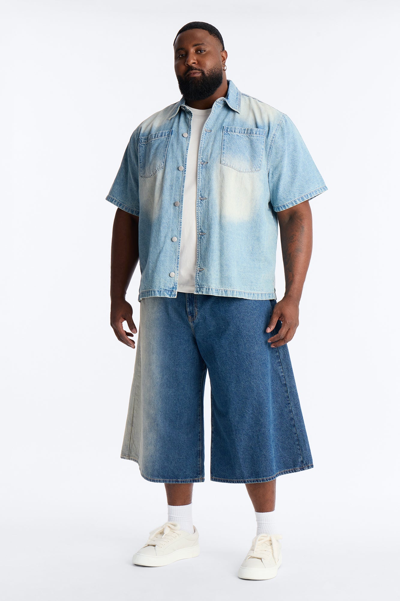 Super Baggy Spitline Denim Short - Vintage Blue Wash
