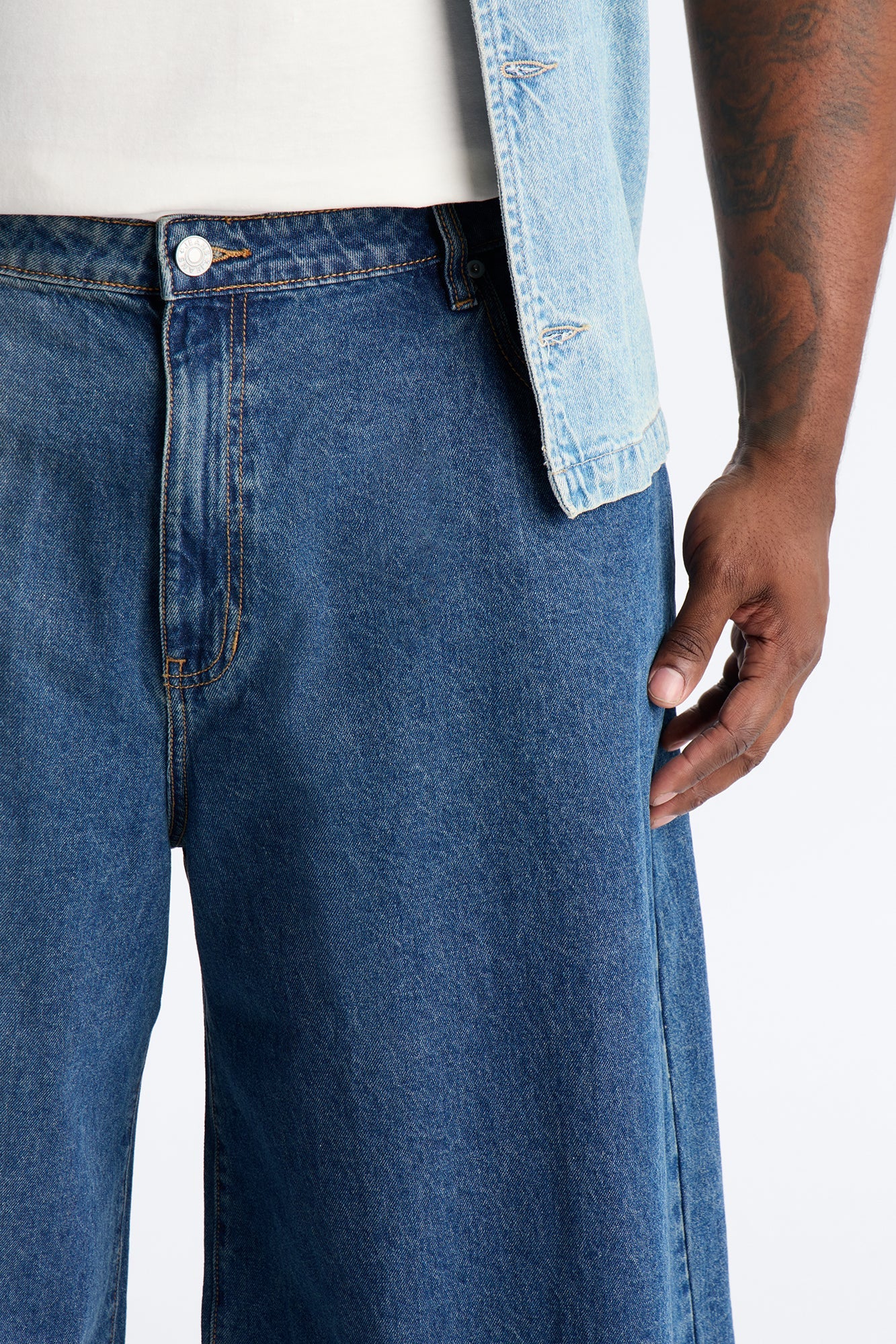 Super Baggy Spitline Denim Short - Vintage Blue Wash