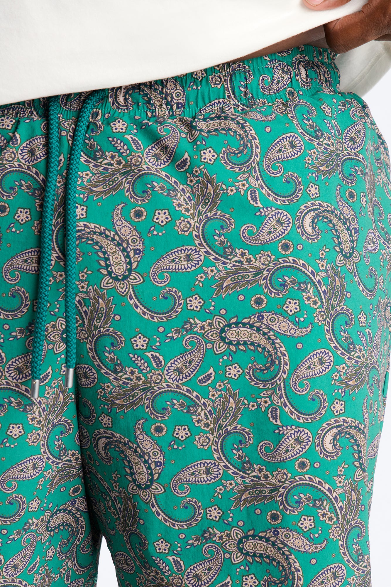 Paisley Elevated Printed Swim Trunk 7″ - Teal