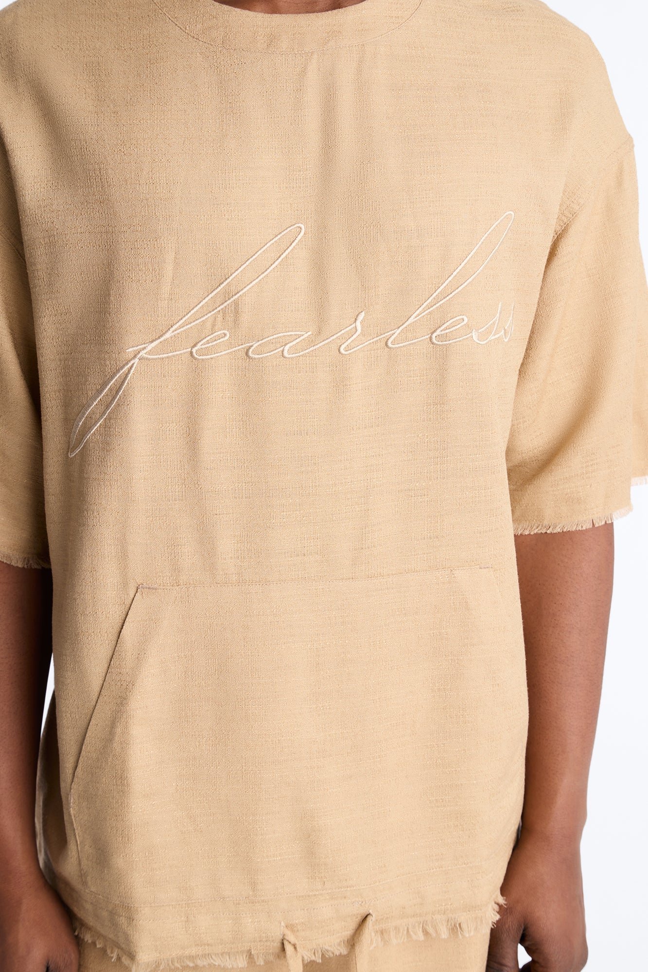 Boxy Tropic Fearless Frayed Shirt - Tan